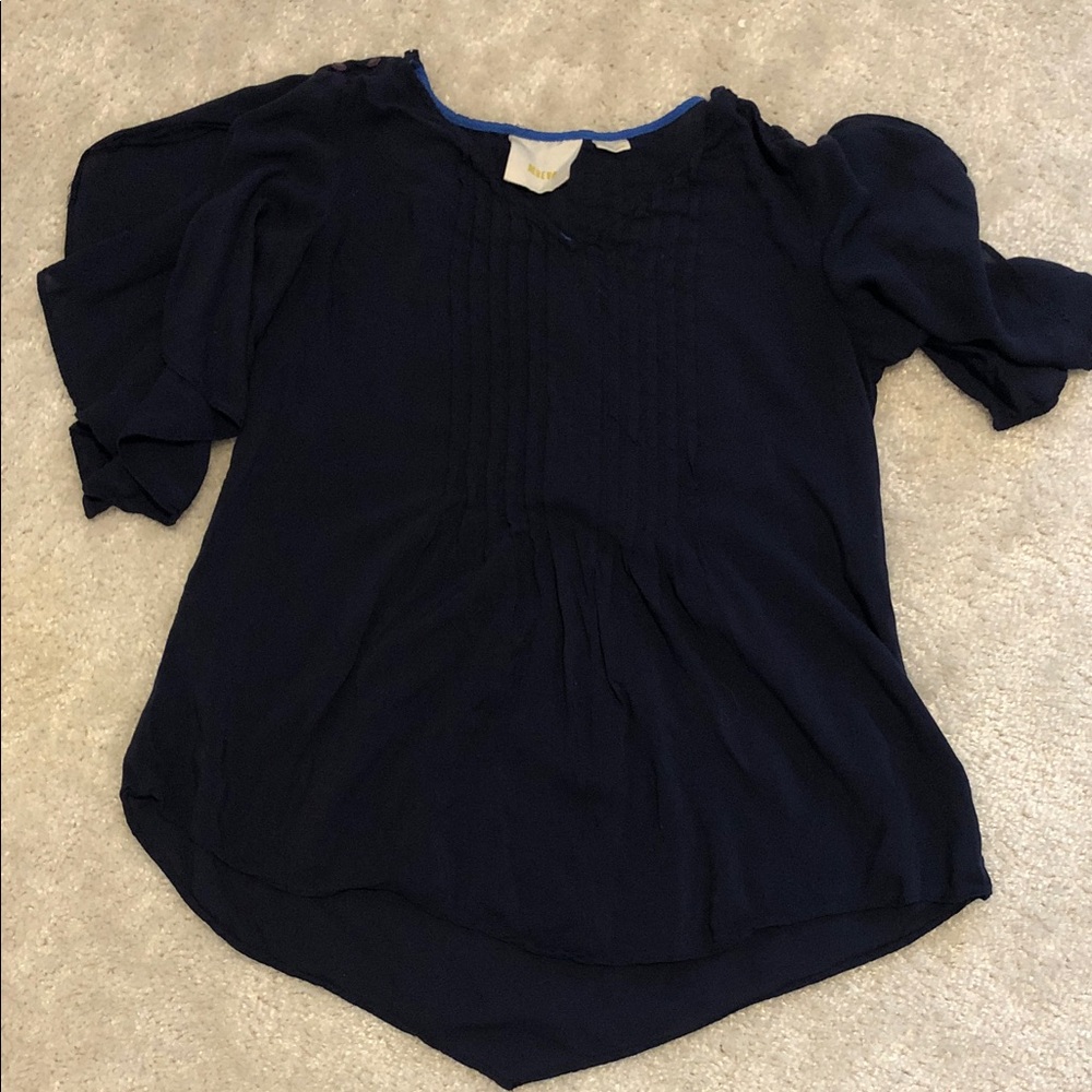 Maeve Navy Pintuck Peasant Blouse